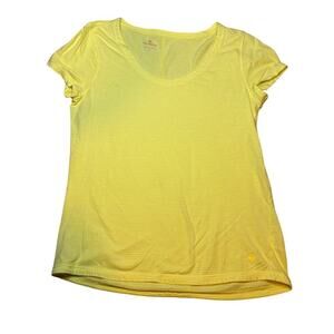 Talbots Yellow Striped Scoop Neck Tee Shirt Small Cotton Modal Casual Top